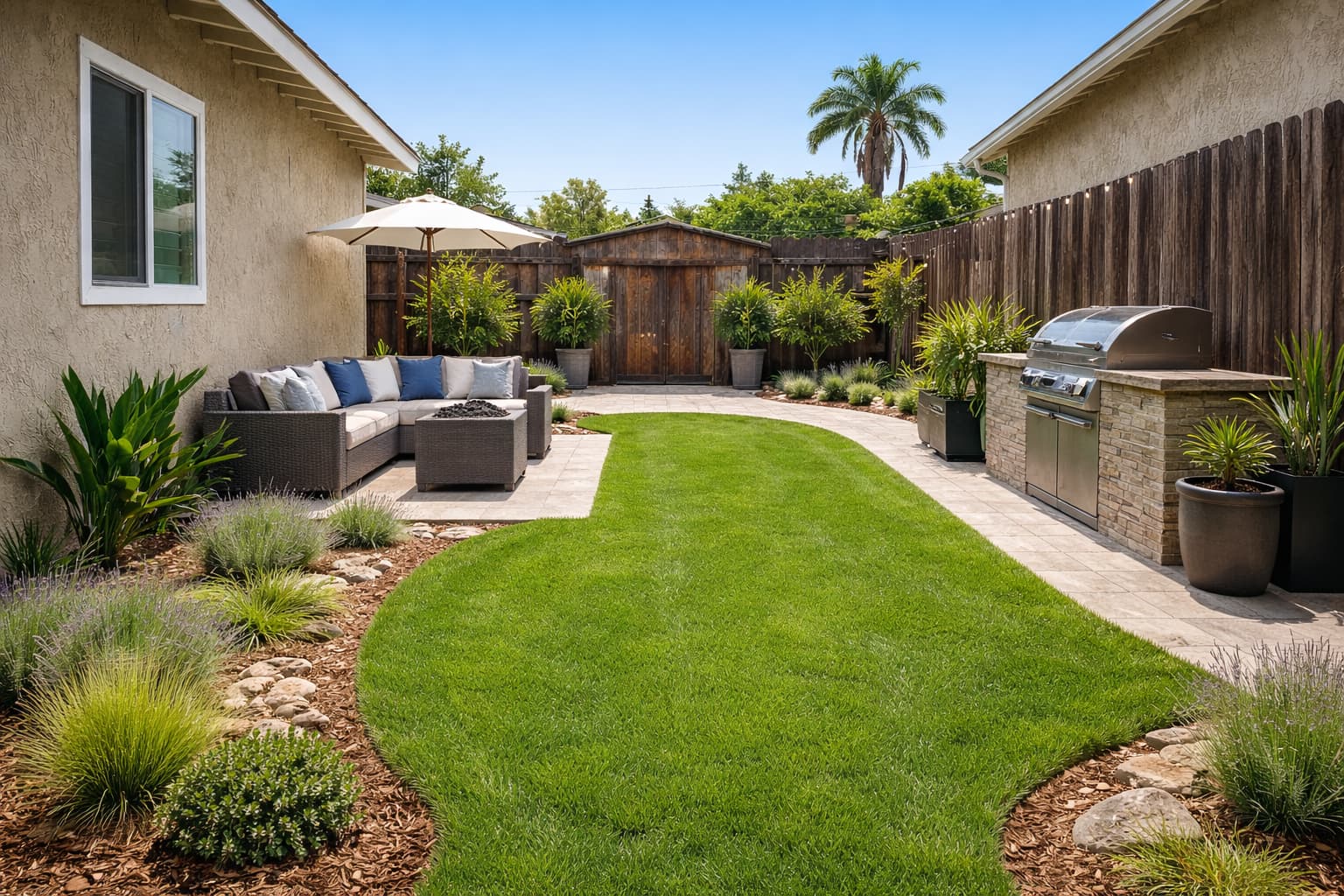 Refreshed landscape bed and outdoor planting area